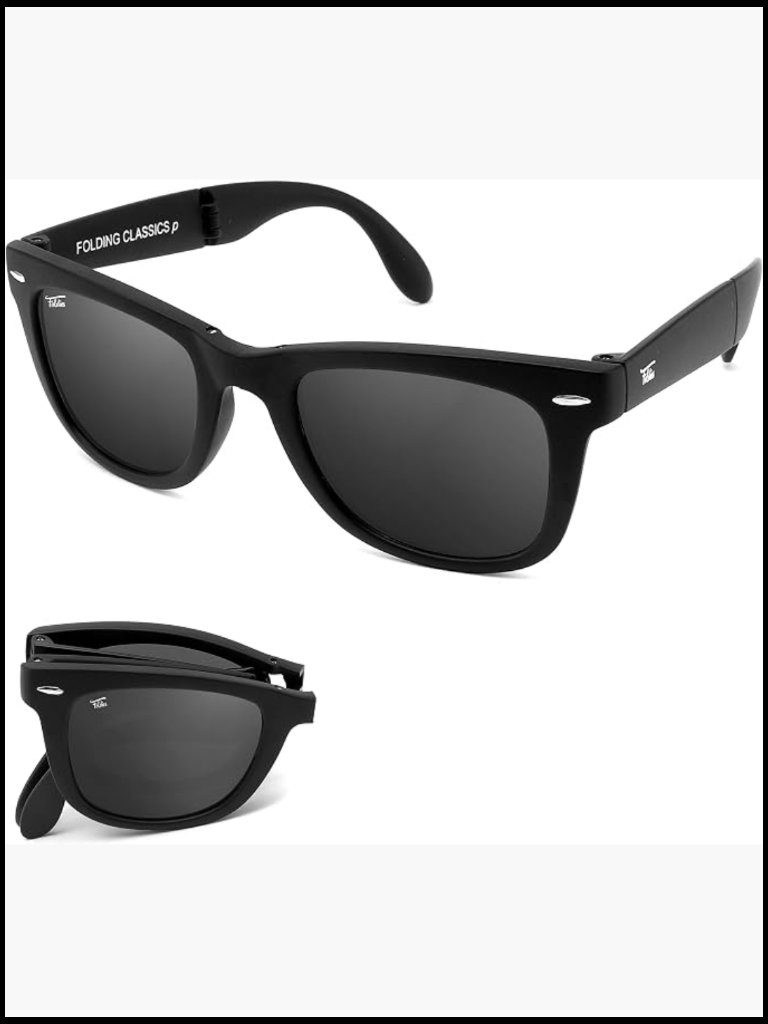 Folding Sunglasses Polarized Uv400 Protection Leather Case Unisex